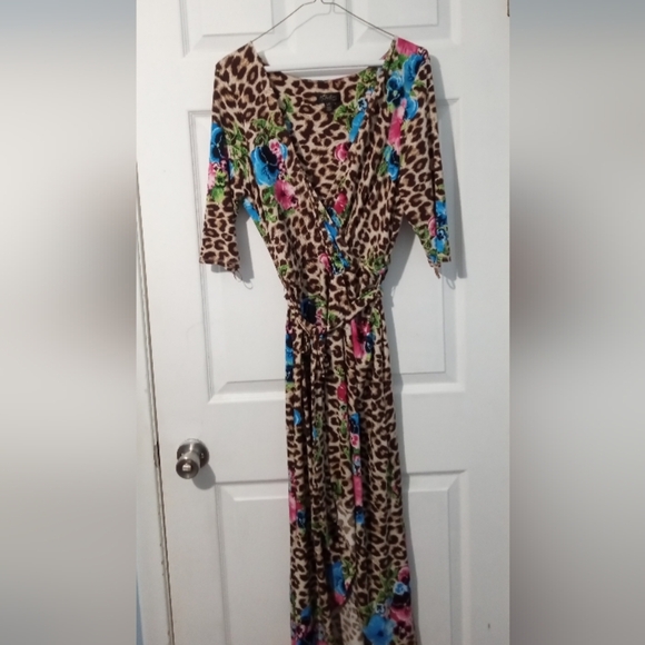Thalia Sodi Animal Print High Low Dress with Vibrant Accents - Picture 1 of 6